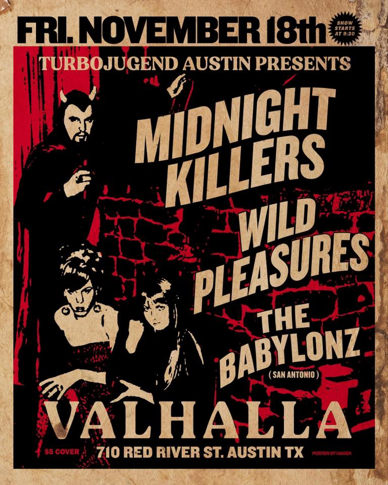 TURBOJUGEND AUSTIN presents : 11/18 - Midnight Killers, Wild Pleasures, The Babylonz