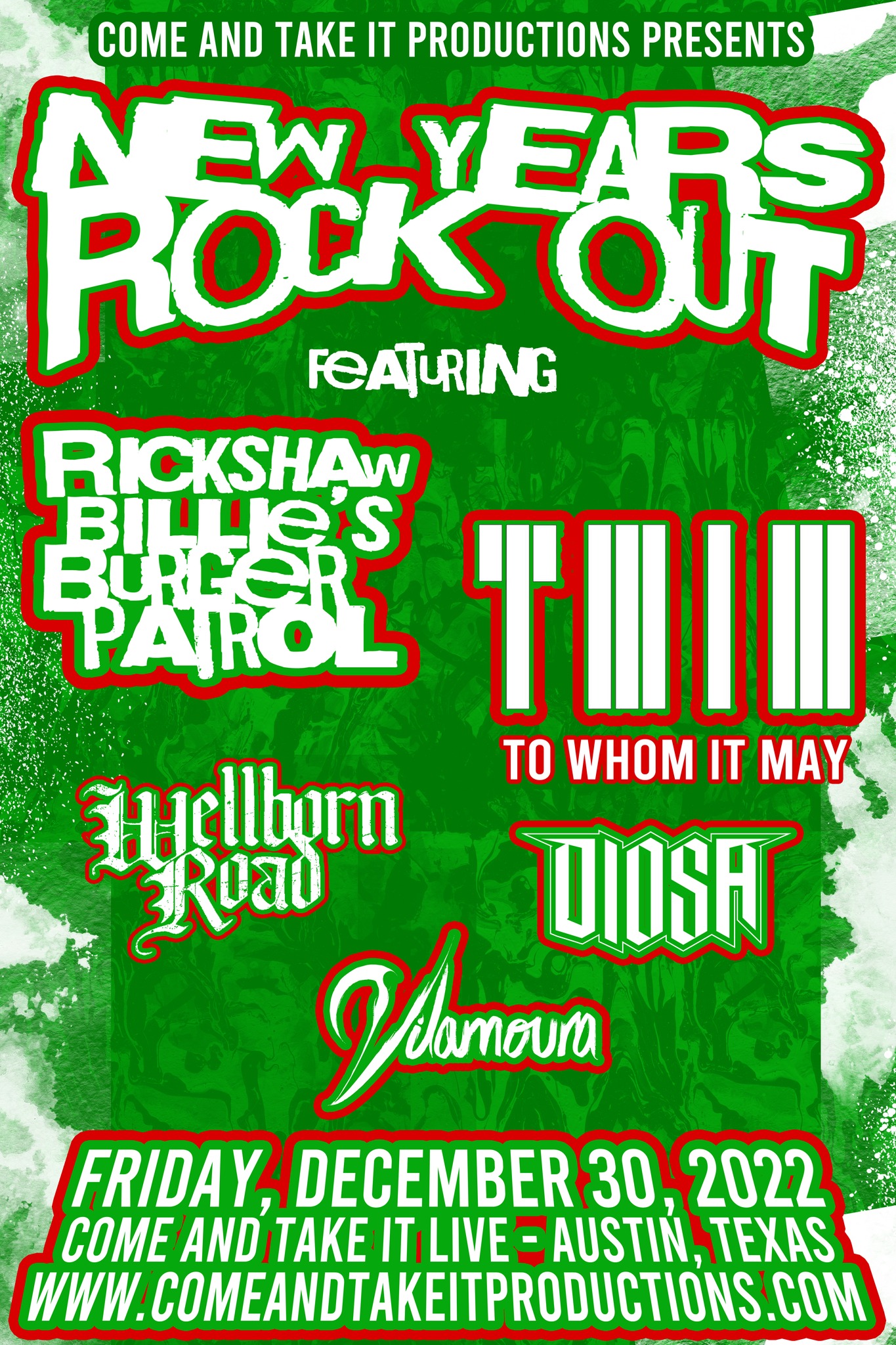 New Year's Rock Out featuring Rickshaw Billie's Burger Patrol, To Whom It May & More