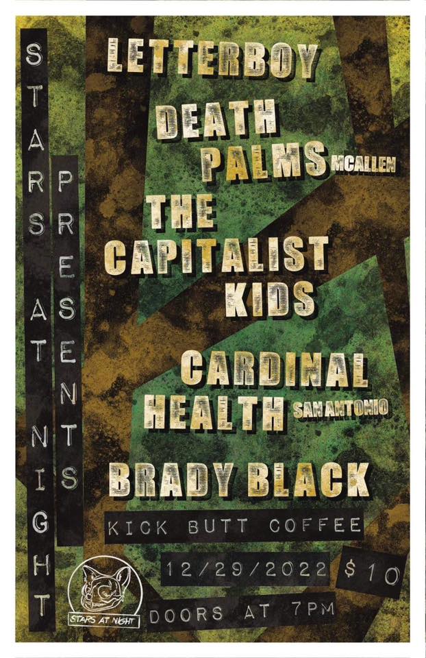 SAN Presents: Letterboy / Death Palms / The Capitalist Kids / Cardinal Health / Brady Black