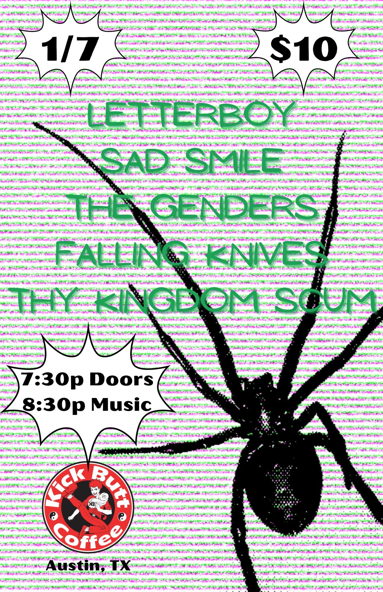 Letterboy, Sad Smile, The Genders, Falling Knives, Thy Kingdom Scum